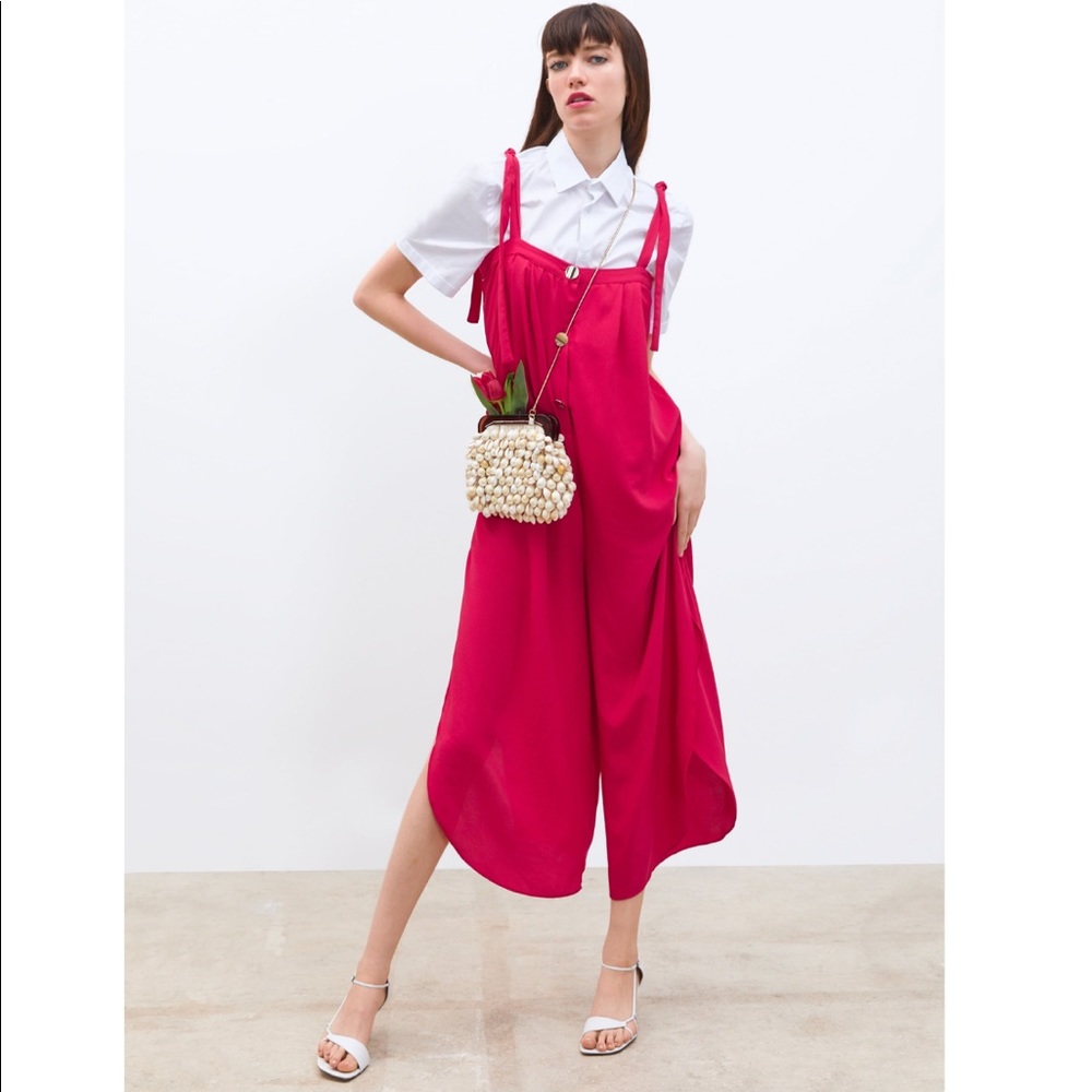 Zara Pink Flowy jumpsuit with buttons